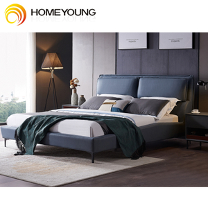 Современная коричневая спальня мебель кожаная кровать с динамиком USB зарядное устройство массаж диван-кровать