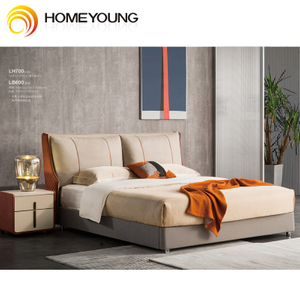 Современный дизайн Светодиодная кровать Двухместный / Кровать King Size с S-Form